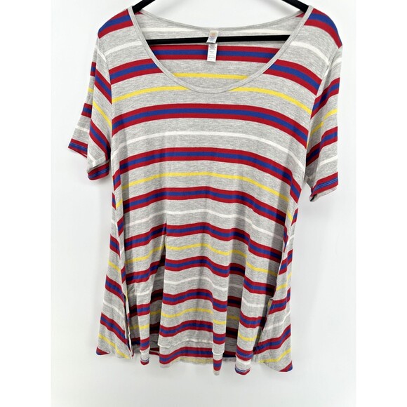 LuLaRoe Tops - LULAROE Perfect Shirt Size LARGE Striped Major Unicorn